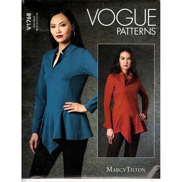Vogue V1768 Misses 8 to 16 Marcy Tilton Asymmetrical Peplum Top UNCUT Pattern - Picture 1 of 2